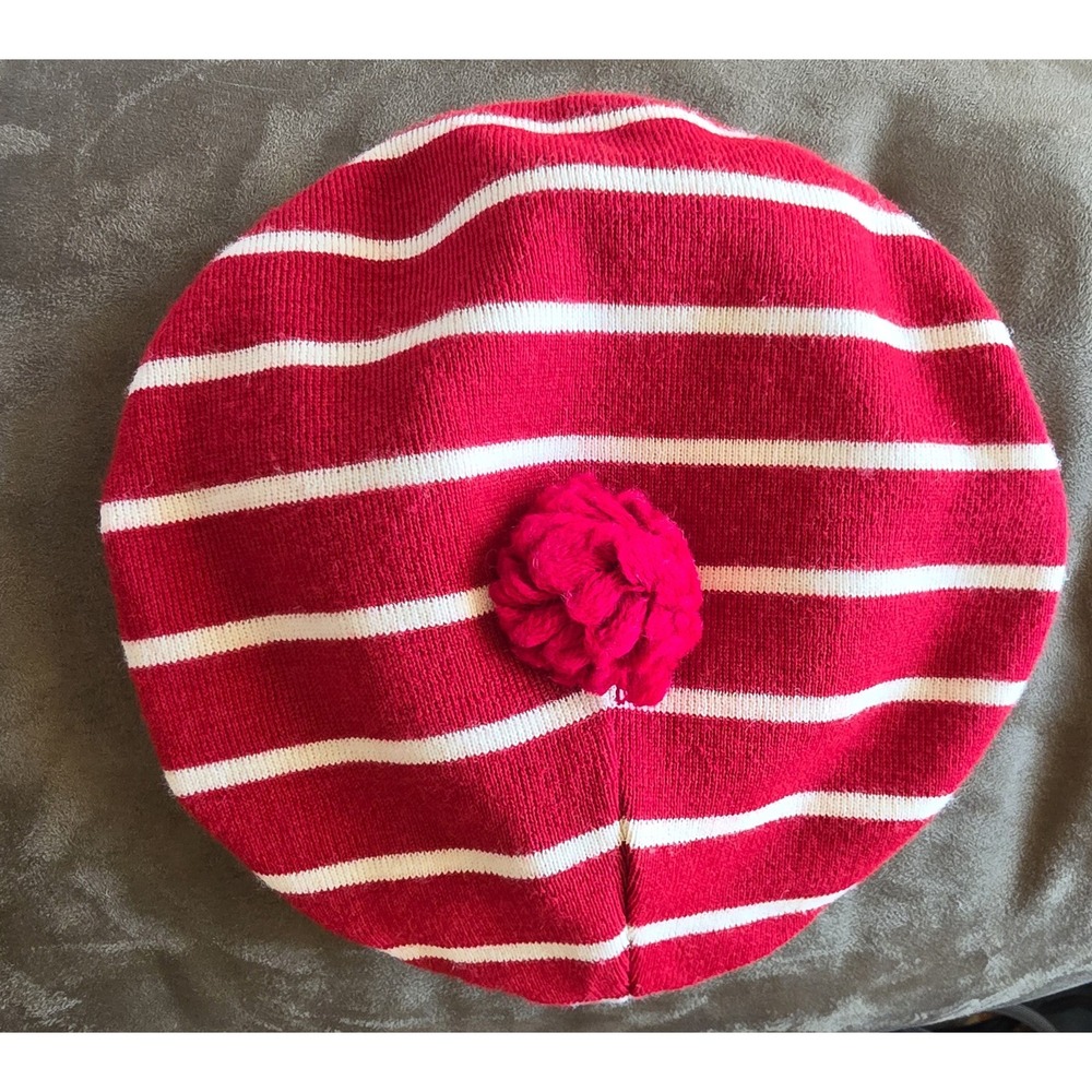 Royal Mer Beret Kids Size 2 Red White Striped Merino Wool Classic Hat France
